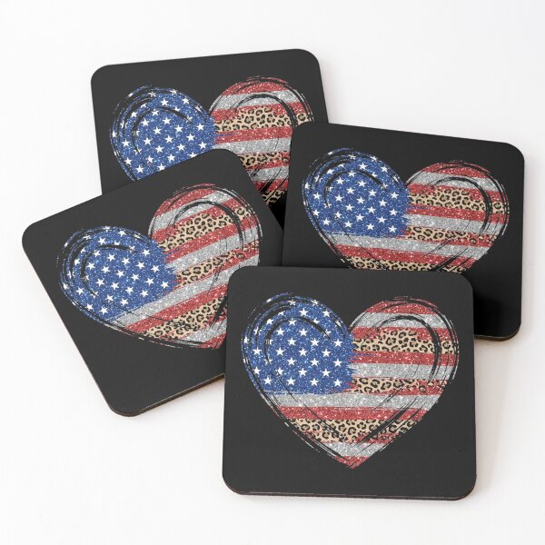 Item preview, American Flag Heart Glitter Leopard Print Patriotic Usa Styl designed and sold by longngusuc.