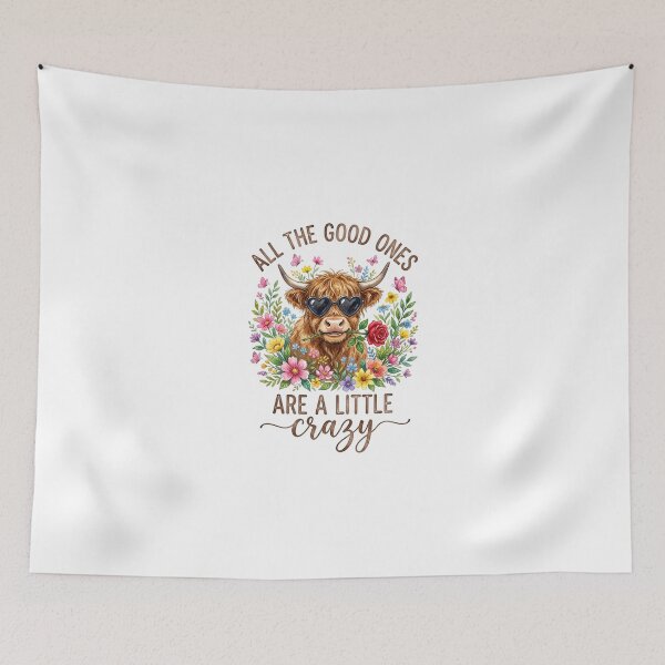 Item preview, Highland Cow Crazy Quote Watercolor Floral Cute Funny Coo designed and sold by longngusuc.