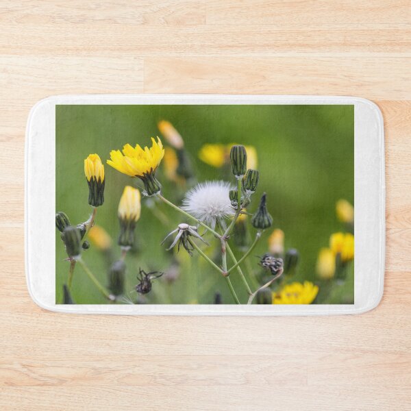 Item preview, Delicate Wildflower Dandelion Seed Head and Yellow Blossoms Against Soft Green Background designed and sold by Nmallia.