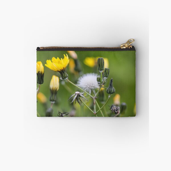 Item preview, Delicate Wildflower Dandelion Seed Head and Yellow Blossoms Against Soft Green Background designed and sold by Nmallia.