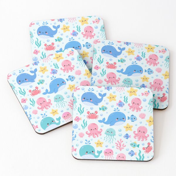 Item preview, Kawaii Ocean Sea Creature Cute Seamless Pattern Print designed and sold by Inkworksbyshery.