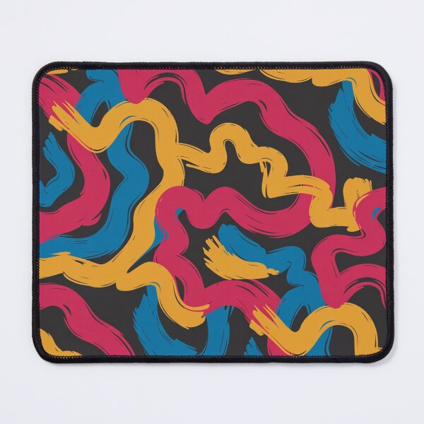 Item preview, Bold Expressionist Wave Pattern | Vibrant Pink Blue Yellow Abstract Seamless Repeat designed and sold by Midnight Veil Designs.