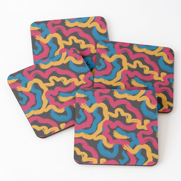 Item preview, Bold Expressionist Wave Pattern | Vibrant Pink Blue Yellow Abstract Seamless Repeat designed and sold by Midnight Veil Designs.