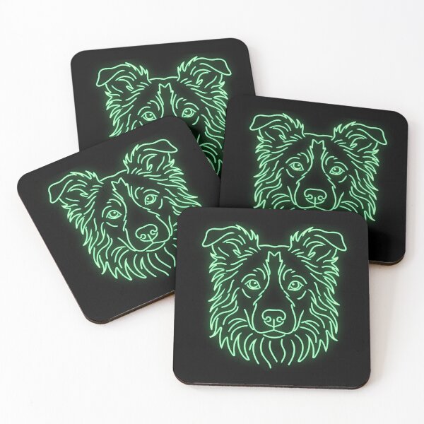 Item preview, Minimalist Border Collie Neon Line Art designed and sold by Pfotenfaden.