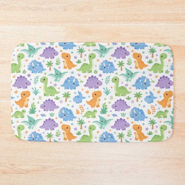 Item preview, Kawaii Dinosaur Friends Cute Seamless Pattern Print designed and sold by Inkworksbyshery.