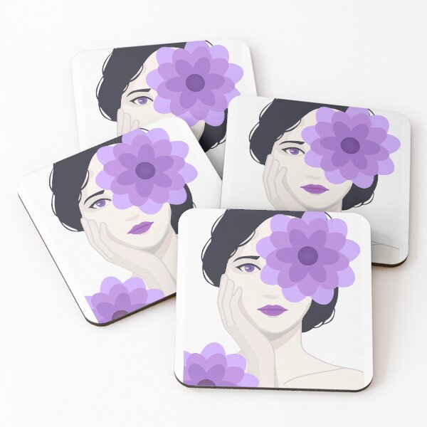Item preview, Woman Portrait Art, Violet Floral Line Decor designed and sold by Studio pod Burom.