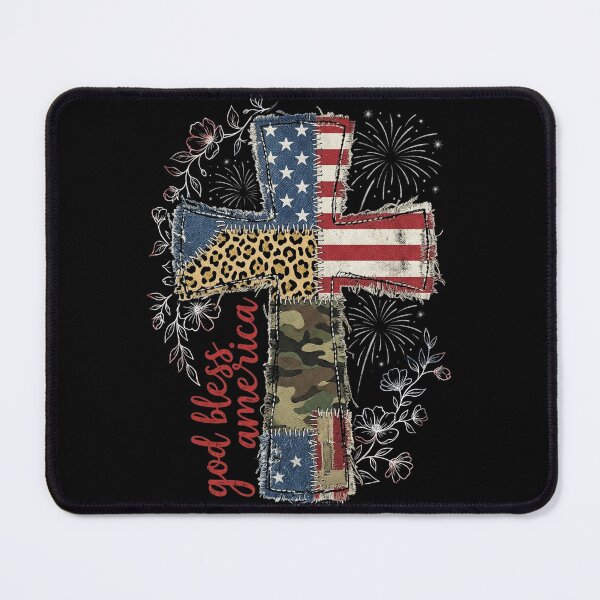 Item preview, Patriotic Cross God Bless America Patchwork Camo Flag designed and sold by longngusuc.