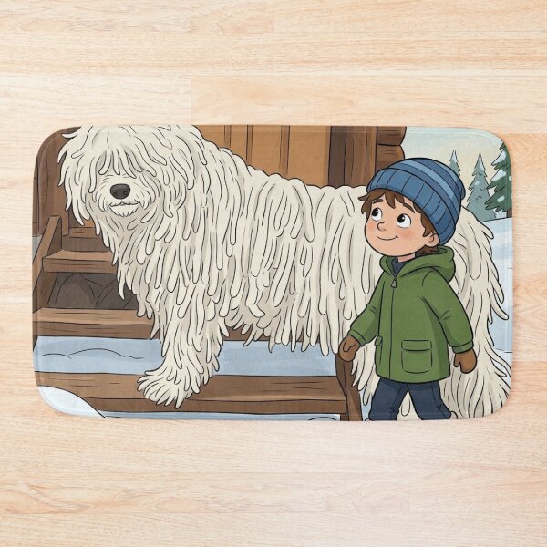 Item preview, Winter Friends Dog Cartoon Illustration: A Boy and His Dog  designed and sold by AirCrayons27.