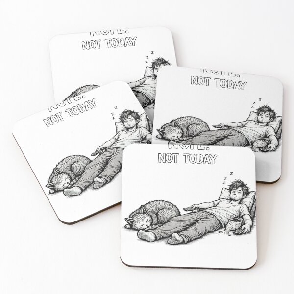 Item preview, Lazy Day Mood – Nope Not Today Cat and Human Illustration designed and sold by nncreator.