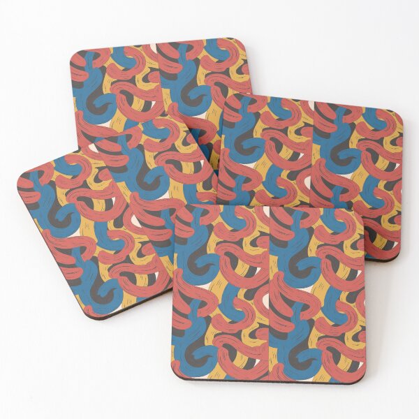 Item preview, Bold Expressionist Wave Pattern | Vibrant Red Blue Yellow Abstract Seamless Repeat designed and sold by Midnight Veil Designs.