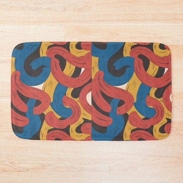 Item preview, Bold Expressionist Wave Pattern | Vibrant Red Blue Yellow Abstract Seamless Repeat designed and sold by Midnight Veil Designs.