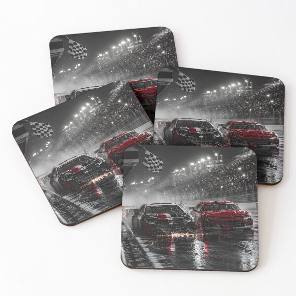 Item preview, Rainy Night Stock Car Finish Line Racing Poster designed and sold by LoveNurseries.