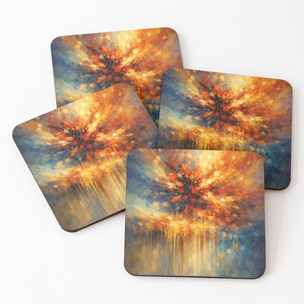 Item preview, Abstract Fire and Water Burst Blue Orange Modern Art Print designed and sold by Joey Santiago.