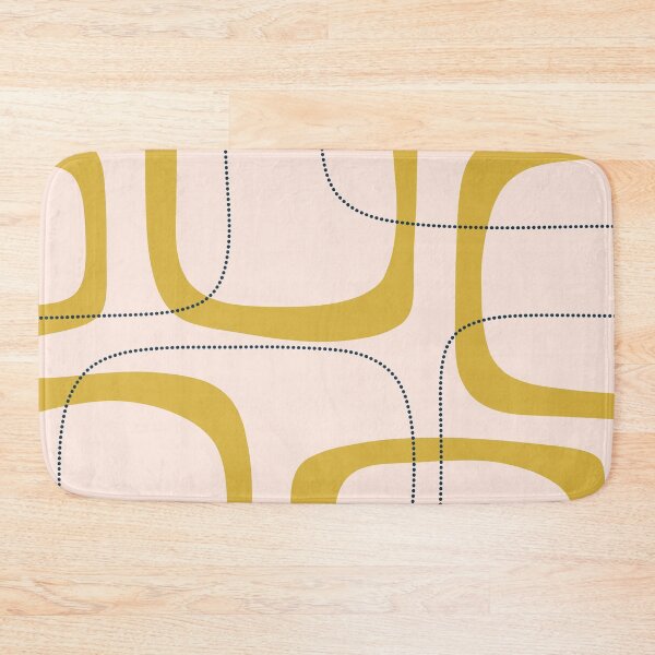 Item preview, Midcentury Modern Loops and Dots Abstract Pattern in Mustard Gold, Blush Pink, and Navy  designed and sold by kierkegaard.
