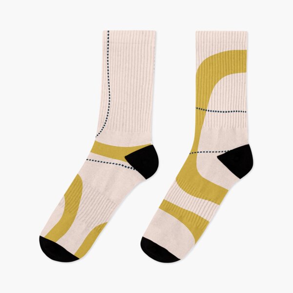Item preview, Midcentury Modern Loops and Dots Abstract Pattern in Mustard Gold, Blush Pink, and Navy  designed and sold by kierkegaard.