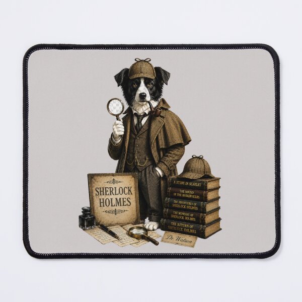 Item preview, Sherlock Holmes Border Collie  Literary Character Dog Detective designed and sold by Caradestrella.