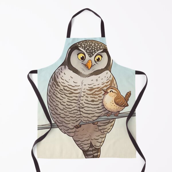 Item preview, Whimsical Northern Hawk Owl and Tiny Bird Friend designed and sold by AirCrayons27.