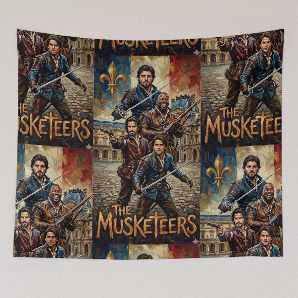 Item preview, All for One, One for All – The Musketeers Fine Art Print designed and sold by Art's Diner.