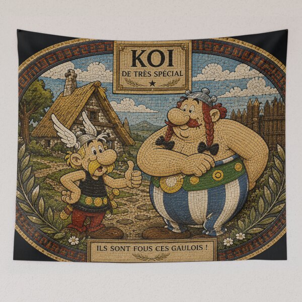 Item preview, Gallic Mosaic – Asterix and Obelix in their Legendary Village designed and sold by JcAbstractArt.