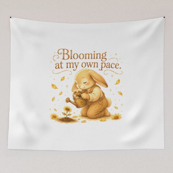 Item preview, Cute Bunny Blooming At My Own Pace Sunflower Garden designed and sold by AQUILAKREO.
