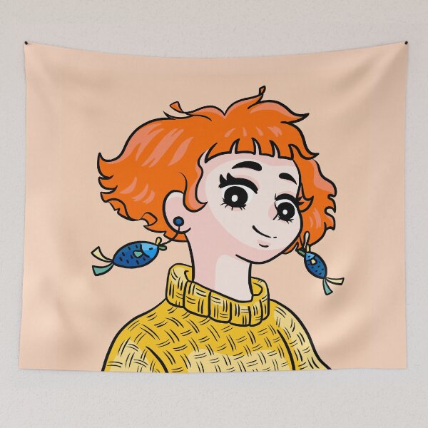 Item preview, Girl with Fish Earrings designed and sold by impui.