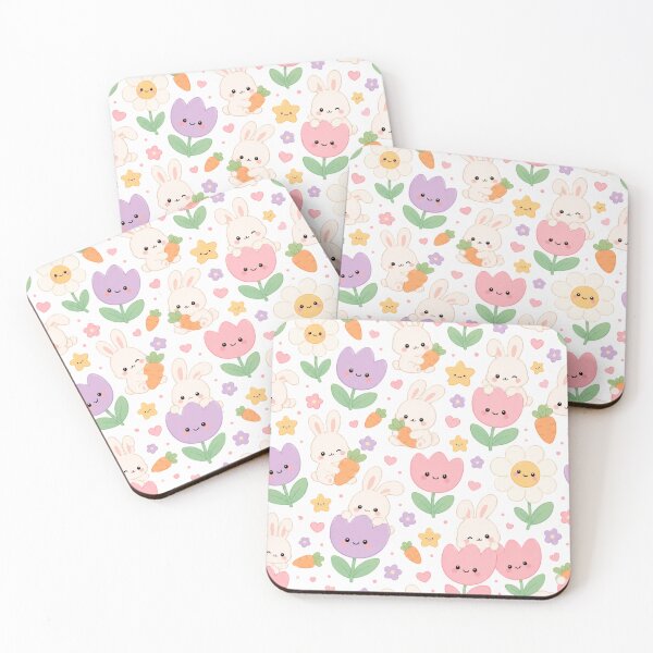 Item preview, Kawaii Bunny Flower Garden Cute Seamless Pattern designed and sold by Inkworksbyshery.