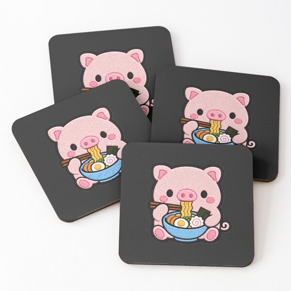 Item preview, Cute Kawaii Pig Eating Ramen designed and sold by ColorSplash123.