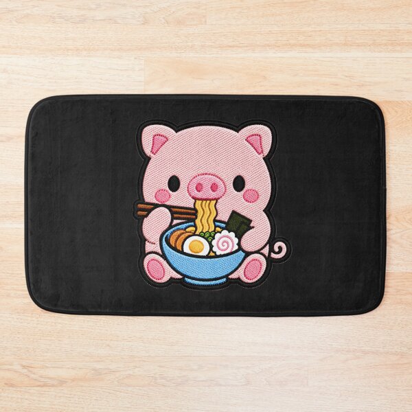 Item preview, Cute Kawaii Pig Eating Ramen designed and sold by ColorSplash123.