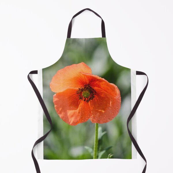 Item preview, Orange Poppy Flower With Dew Drops Macro Close-Up Against Soft Green Background designed and sold by Nmallia.