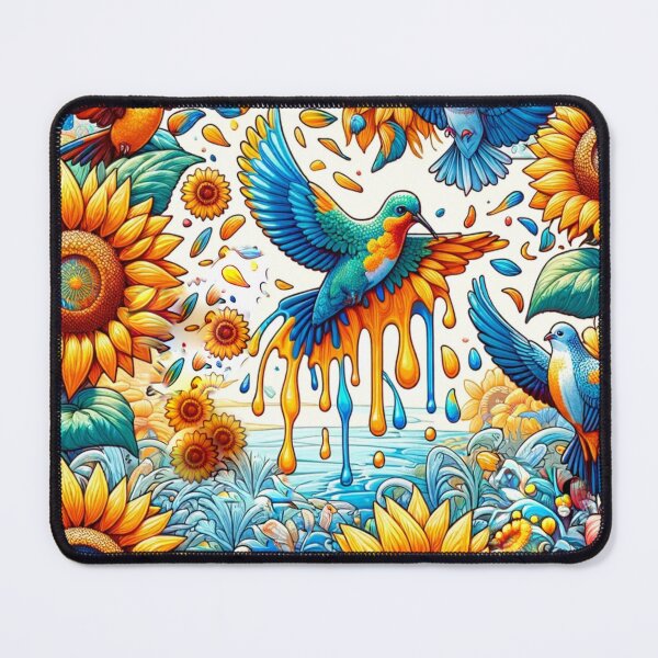 Item preview, Vibrant Sunflower Birds Folk Art Floral Design designed and sold by PlanetEye Designs.