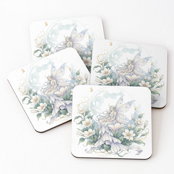 Item preview, Moonblossom Enchantress – Celestial Watercolor Fairy Garden Illustration designed and sold by Oonward2021.