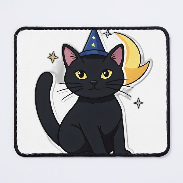 Item preview, Cute Black Wizard Cat Sticker | Magical Witch Cat with Moon & Stars designed and sold by Hari Arts.