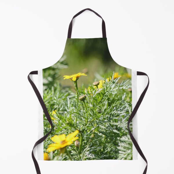 Item preview, Yellow Daisy Among Green Foliage With Small Snail on Stem In Sunny Garden Close-Up designed and sold by Nmallia.