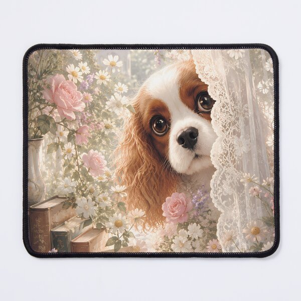 Item preview, Cute Cavalier King Charles Spaniel by the Flower Window designed and sold by ManJiangHong.
