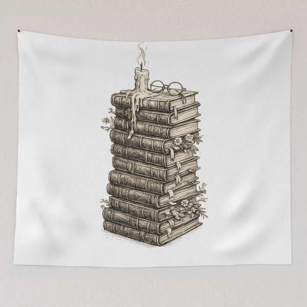 Item preview, Stack of Antique Books with Candle designed and sold by PatiImagination.