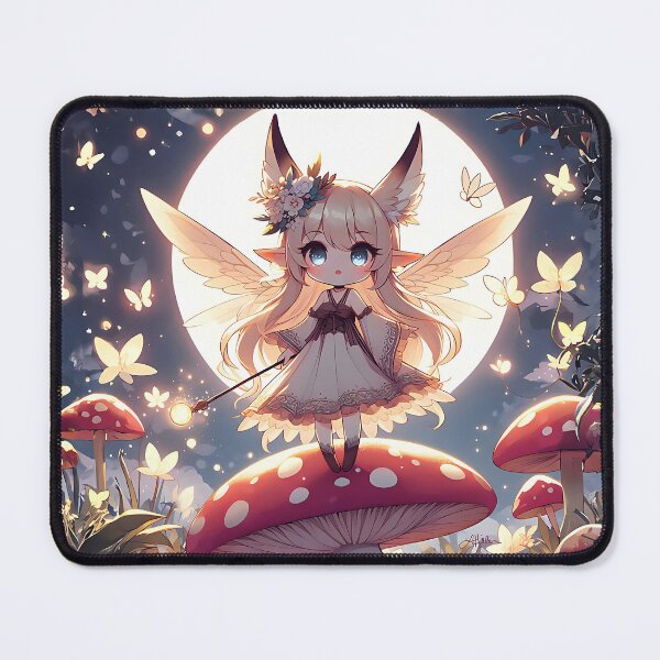 Item preview, Anime Girl Hippie Moon Fairy on Mushroom designed and sold by Lee Hiller Designs.