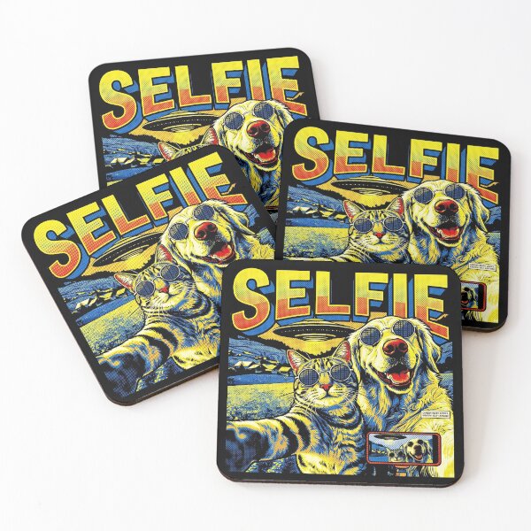 Item preview, Cat and Dog Best Friends Selfie with Alien UFO Pop Art Adventure designed and sold by Kitkin.