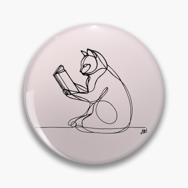 Item preview, Cat Reading Book Line Art Illustration — Blush Edition designed and sold by Evil B Creative.