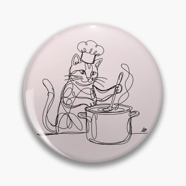 Item preview, Cat the Cook Kitchen Line Art — Blush Edition designed and sold by Evil B Creative.