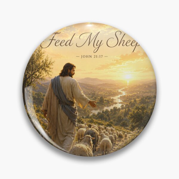 Item preview, Feed My Sheep – Inspirational Christian Art | John 21:17 | Shepherd and Flock Religious Greeting Card designed and sold by Novel Works Studio.