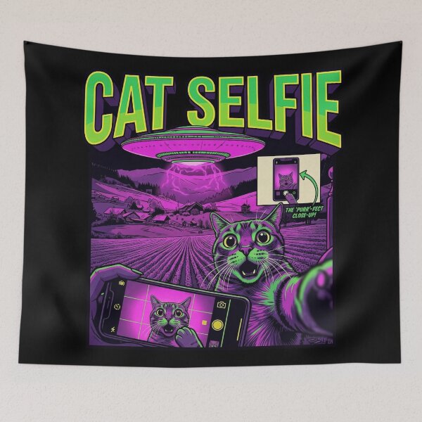 Item preview, Cat Selfie with Alien UFO Funny Cat designed and sold by Kitkin.