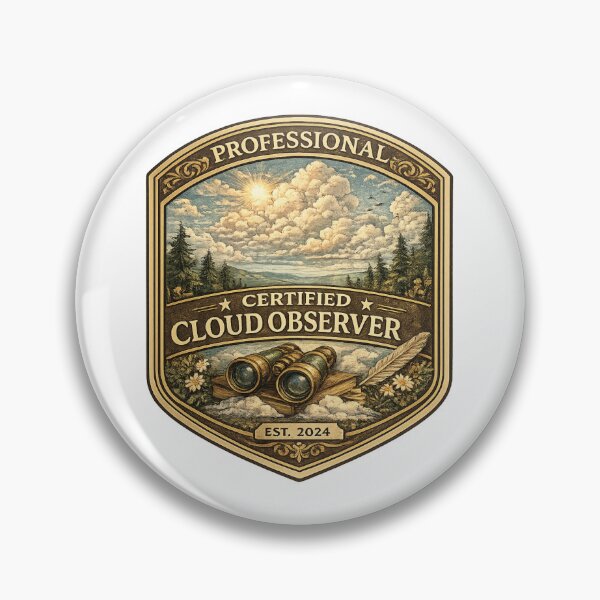 Item preview, Professional Cloud Observer | Certified Sky Appreciation Specialist | Vintage Nature Badge designed and sold by MrDev.