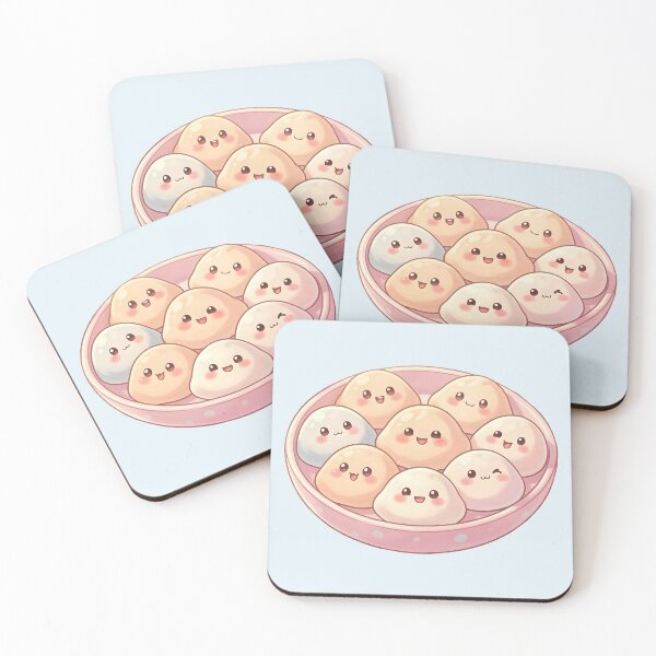 Item preview, Pastel Kawaii Dumplings Cutout – Cute Food Faces in Bowl designed and sold by EmeraldeaArt.