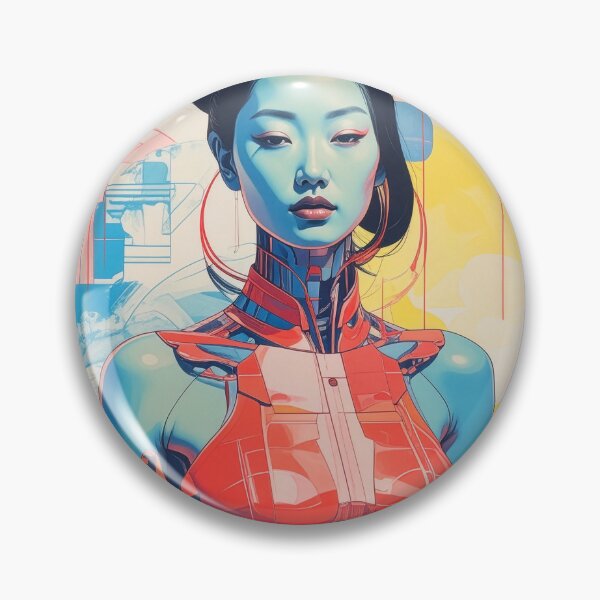 Item preview, Geisha Cyborg Japanese Woman-Girl Anime Cyberpunk Cyber Art Asian Aesthetic Sci Fi Pop Art Illustration designed and sold by PYRAMIDA Co..
