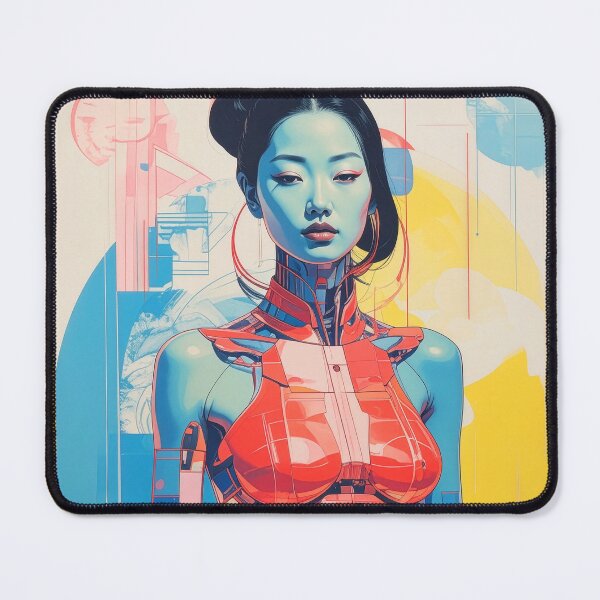 Item preview, Geisha Cyborg Japanese Woman-Girl Anime Cyberpunk Cyber Art Asian Aesthetic Sci Fi Pop Art Illustration designed and sold by PYRAMIDA Co..