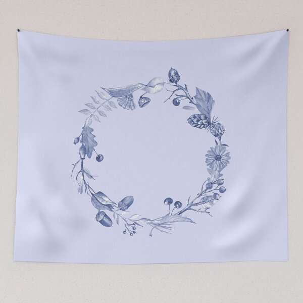 Item preview, Autumn Botanical Wreath in Blue Colors designed and sold by Flowersforbear.