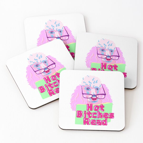Item preview, Hot Bitches Read pink dog reading designed and sold by ExtraCaffeine.