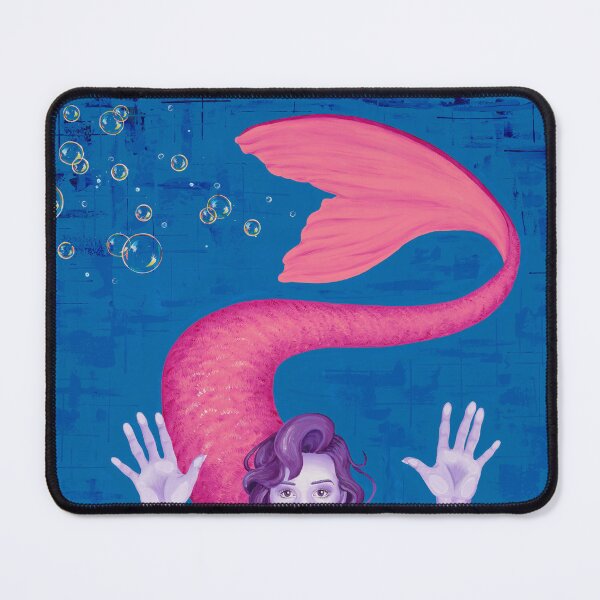 Item preview, Don’t Tap the Glass (curious mermaid in an aquarium with bubbles) designed and sold by emmalyonsart.