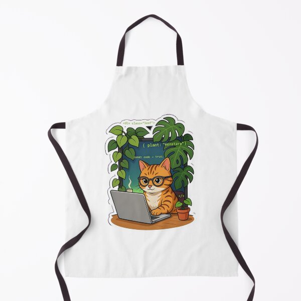 Item preview, Cat Coder with Monstera Plants and Laptop designed and sold by Barkashow.