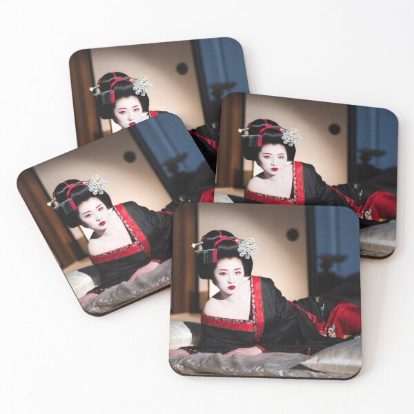 Item preview, Elegant Geisha in Black & Red Kimono | Traditional Japanese Beauty designed and sold by ITSimagination.